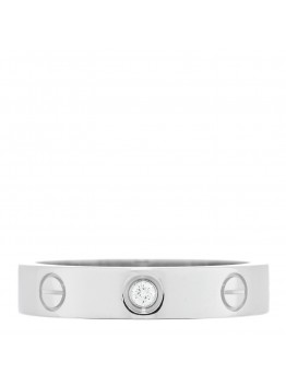 18K White Gold Diamond 4mm LOVE Wedding Band Ring 53 6.25