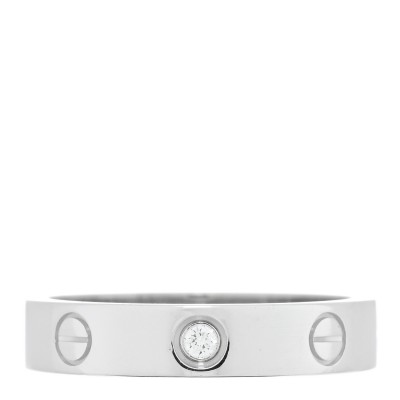 18K White Gold Diamond 4mm LOVE Wedding Band Ring 53 6.25