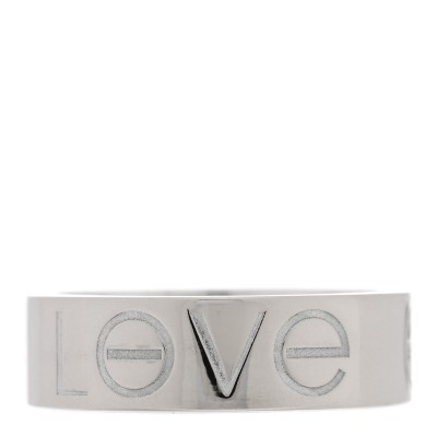 18K White Gold 5.5mm Engraved LOVE Ring 49 5