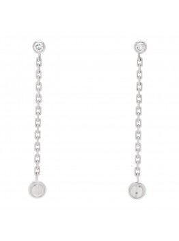 18K White Gold Diamond LOVE Drop Earrings