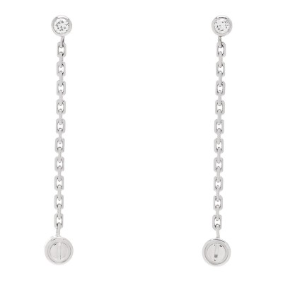 18K White Gold Diamond LOVE Drop Earrings
