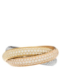 18K White Yellow Pink Gold Diamond MM Trinity Full Paved Ring 57 8