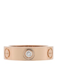 18K Pink Gold 3 Diamond 5.5mm LOVE Ring 50 5.25