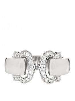 18K White Gold Diamond C De Cartier Ring 50 5.5