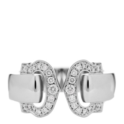 18K White Gold Diamond C De Cartier Ring 48 4.5