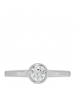 Platinum Diamond .50ct Bezel Set Solitaire Engagement Ring 54 6.75