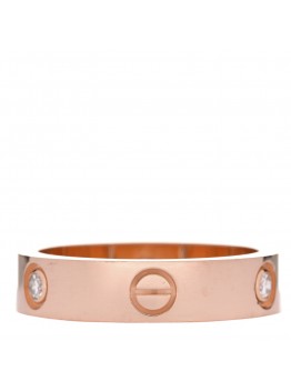 18K Pink Gold 3 Diamond 5.5mm LOVE Ring 64 10.75