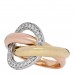 18K Pink Yellow White Gold Diamond Trinity Crash Ring 50 5.5
