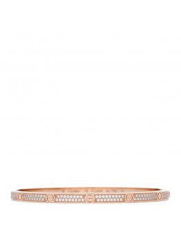 18K Pink Gold Diamond Small LOVE Paved Bracelet 18