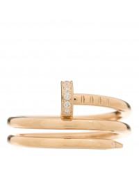 18K Pink Gold Diamond Double Juste Un Clou Ring 52 6