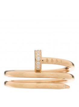 18K Pink Gold Diamond Double Juste Un Clou Ring 52 6