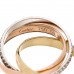 18K White Yellow Pink Gold Diamond Small Trinity Paved Ring 50 5.25