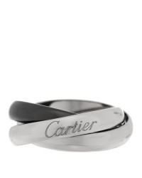 18K White Gold Black Ceramic Trinity Ring 49 4.75