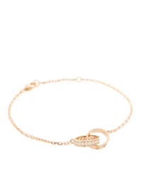 18K Pink Gold Diamond LOVE Half-Paved Chain Bracelet