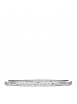 18K White Gold Diamond Small LOVE Paved Bracelet 18