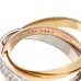 18K White Yellow Pink Gold Diamond Small Trinity Paved Ring 50 5.25