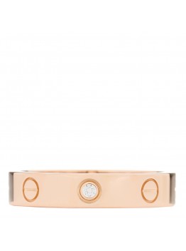 18K Pink Gold Diamond 4mm LOVE Wedding Band Ring 54 6.75