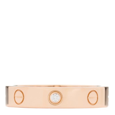 18K Pink Gold Diamond 4mm LOVE Wedding Band Ring 54 6.75