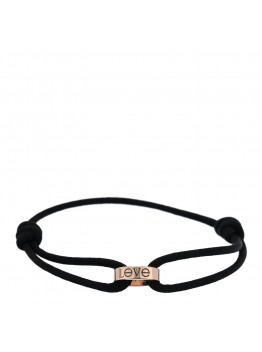 18K Pink Gold Charity LOVE Adjustable Cord Bracelet Black