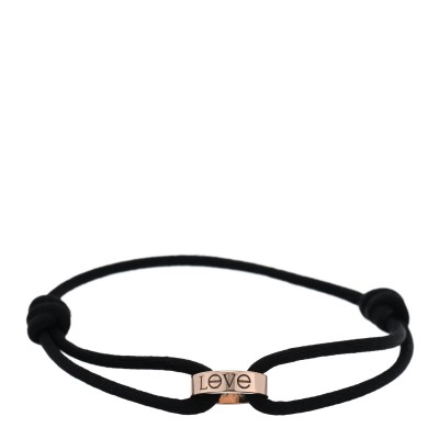 18K Pink Gold Charity LOVE Adjustable Cord Bracelet Black