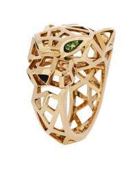 18K Yellow Gold Tsavorite Onyx Panthère De Cartier Ring 59 8.75
