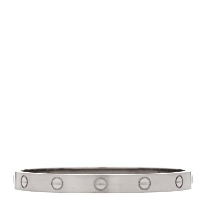 18K White Gold Brushed Finish LOVE Bracelet 17