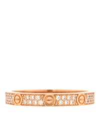 18K Pink Gold Diamond 2.6mm LOVE Paved Band Ring 47 4