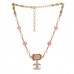 Crystal Pearl Bead CC Choker Gold Pink