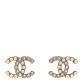 Crystal Pearl CC Dazzling Domino Earrings Gold