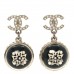 Resin Crystal Pearl CC Ball Drop Earrings Black Gold