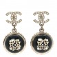 Resin Crystal Pearl CC Ball Drop Earrings Black Gold
