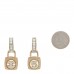 Pearl Crystal Baguette No 5 Lock Drop Earrings Gold Pearly White