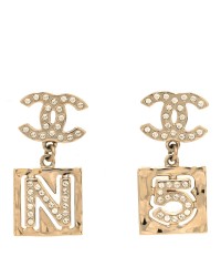 Crystal CC No 5 Drop Earrings Gold
