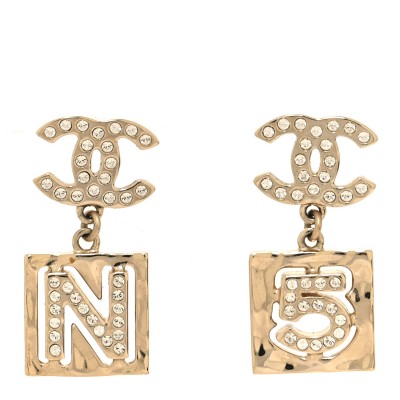 Crystal CC No 5 Drop Earrings Gold