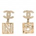 Crystal CC No 5 Drop Earrings Gold