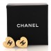 Metal Enamel CC Heart Earrings Gold Black