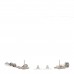 Metal Chain Pearl CC Drop Earrings Silver