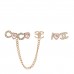 Metal Strass I Love Coco Heart Chain Climber Earrings Gold Pink