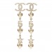 Crystal Pearl Charming Winter CC Star Heart Drop Earrings Gold
