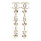 Crystal Pearl Charming Winter CC Star Heart Drop Earrings Gold