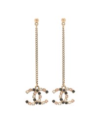 Crystal CC Drop Earrings Pink Grey Gold