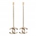 Crystal CC Drop Earrings Pink Grey Gold
