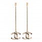 Crystal CC Drop Earrings Pink Grey Gold