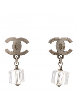 Metal Resin CC Cube Earrings Transparent