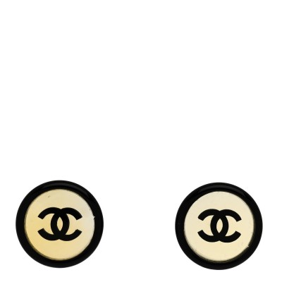 Mirror CC Clip On Earrings Black