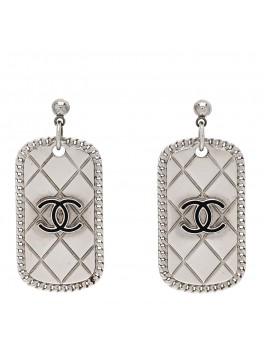 Dog Tag CC Earrings Silver