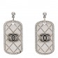 Dog Tag CC Earrings Silver
