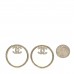 Metal Crystal CC Round Drop Earrings Gold