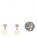 Crystal Pearl CC Drop Earrings Silver Pearly White