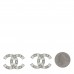 Crystal Enamel CC Earrings Silver White